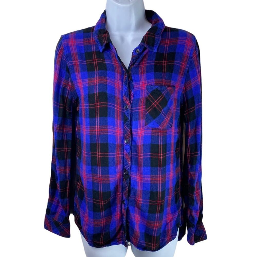 Rails Flannel Button Up Shirt Size Small Blue Bla… - image 1